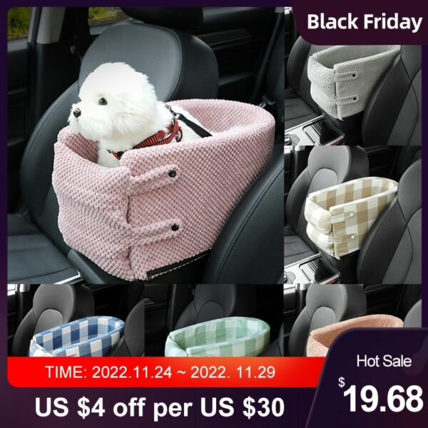 Portable Pet Dog Car Seat Central Control Nonslip Dog Carriers Safe Car Armrest Box Booster Kennel Bed For Small Dog Cat Travel